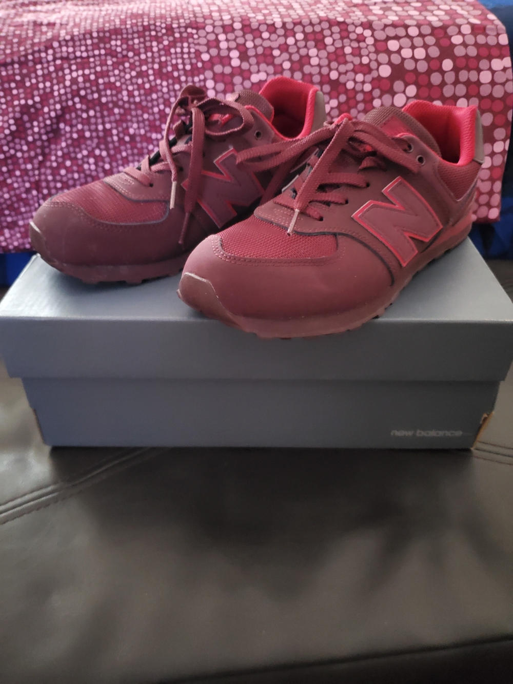 New Balance Kids Burgundy Lace-Up Sneakers